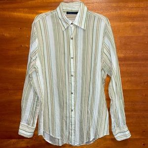 Men’s Positano Green & White Striped Button Down